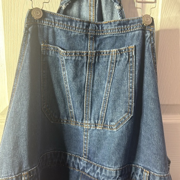 Distressed Denim Overall Shorts - Picture 6 of 12